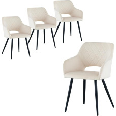 CLIPOP söögitoa toolid, komplekt 4, polsterdatud toolid käetoega, metallist jalad, sametkate, sametbeež, maksimaalne koormus 150 kg, õppetöö, elutuba, magamistuba (4, sametbeež)