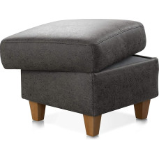 CAVADORE Palera polsterdatud tugitooli / küljetool nahkjas välimusega ja hoiuruumiga, mis sobib ideaalselt jalatooliks või tugitooliks / 58 x 48 x 58 / mikrofiiberist tumehall