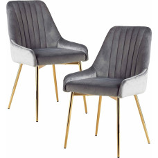 Fiximaster söögitoa toolid, komplekt 2, sametist polsterdatud toolid seljatoega, kuldsete jalgadega köögitoolid, ergonoomilised toolid söögituppa, elutuppa ja magamistuppa (Hall)