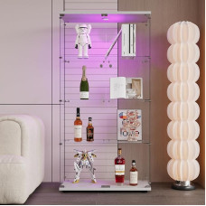 POYHKFD klaasist vitriinkapp, 4 riiulit ustega, vitriinkapid, klaasist kapid, kollektsionääride vitriinkapid, klaasist vitriinkapp elutuppa, riiulid elutoas, (Double Door with