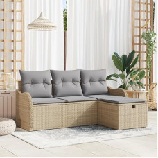 Rantry Model3358949 4-osaline aia diivan komplekt koos padjadega Beige Poly Rattan Garden Lounge