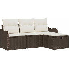 Rantry 4-osaline aiasohva komplekt padjadega Brown Poly Rattan Garden Lounge Model3358947