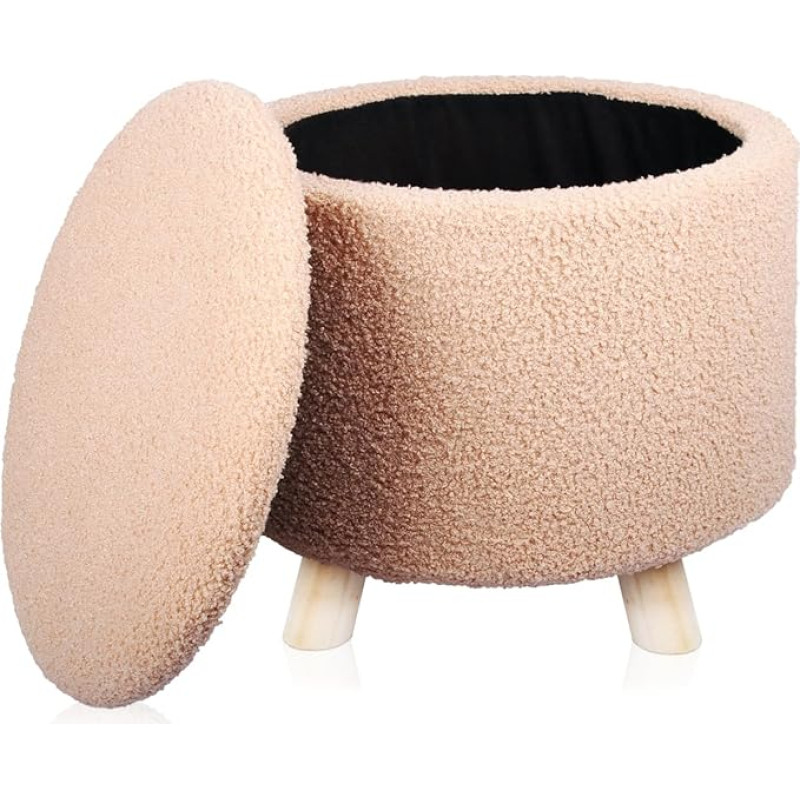 Stool koos hoiuruumi kaanega eemaldatav stool Round Footstock Storage Box Teddy Fabric