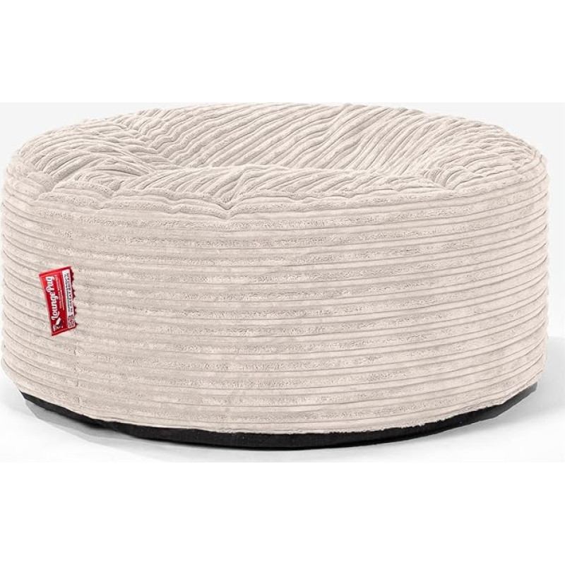 Lounge Pug Pouf Bean Bag 65 cm Round Ivory Corduroy kangast mugav tool või jalatugi