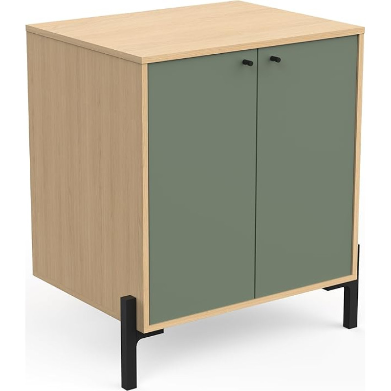 Demeyere Vannitoa tualettruumiga 2 uksega veekindel puidust - Elisa Range Made in France - Mineral Green & Oak Vincenza - 70 x 78 x 50 cm