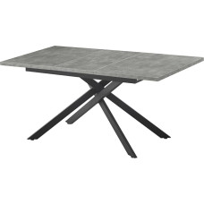 B&D home Lars söögilaud, pikendatav 120-160 x 80 cm, 4-6 inimest, puidust köögilaud ristraamiga, must, kööki, söögituppa, tööstuslik modernne disain, betoonist välimus, 11202-XS-BETO-P