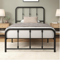 ZINUS Florence üheinimesevoodi raam - voodi 90 x 190 cm - 35 cm kõrgus - metallist voodiraam koos pea- ja jalaplaadiga - platvormvoodi terasliistude toega - ruumi voodi all - lihtne kokkupanek