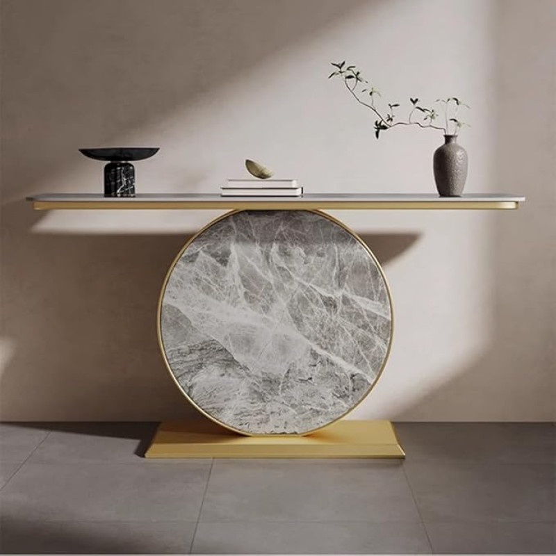 Snowflyk konsoollaud, ekstra pikk diivanilaud diivani taga, kitsas kaasaegne tööstuslikus stiilis konsool kivist (Style 4, 120 x 30 x 80 cm)