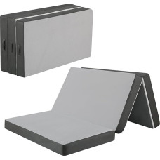 Tri Fold High Density Foam Mattress, 10cm paksune kokkupandav põrandamatrats eemaldatava kattega, kaasaskantav külalisvoodi Futon madrats reisimiseks telkimiseks, hall