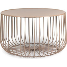 Dublino Cono Premium metallist kohvilaud, liivavärvides, ümmargune, elegantse disainiga küljelaud, läbimõõt 62 cm, kõrgus 36 cm, ideaalne stiilse elu- ja salongiruumi.