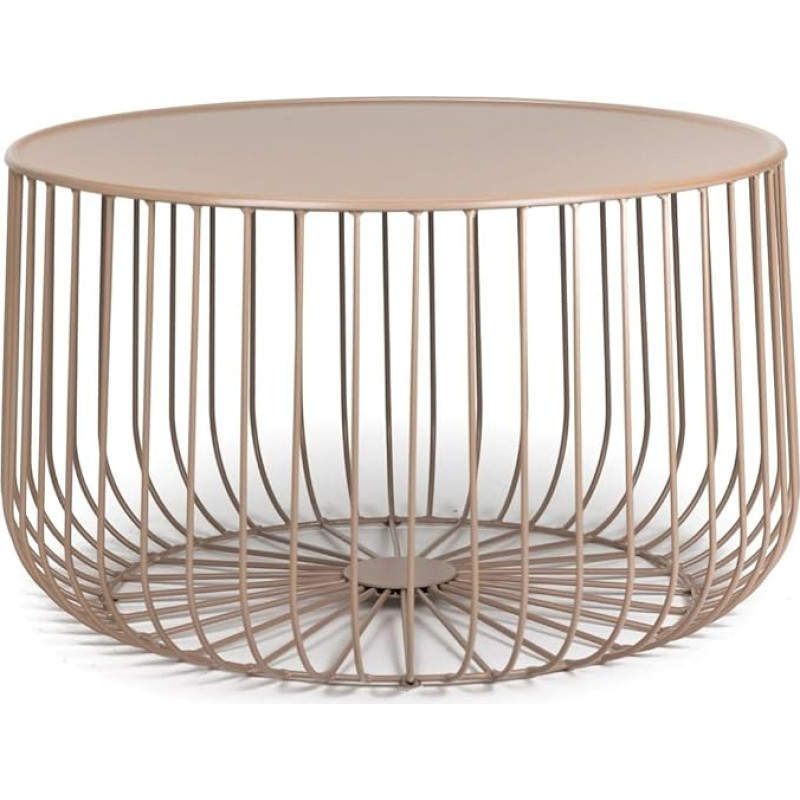 Dublino Cono Premium metallist kohvilaud, liivavärvides, ümmargune, elegantse disainiga küljelaud, läbimõõt 62 cm, kõrgus 36 cm, ideaalne stiilse elu- ja salongiruumi.