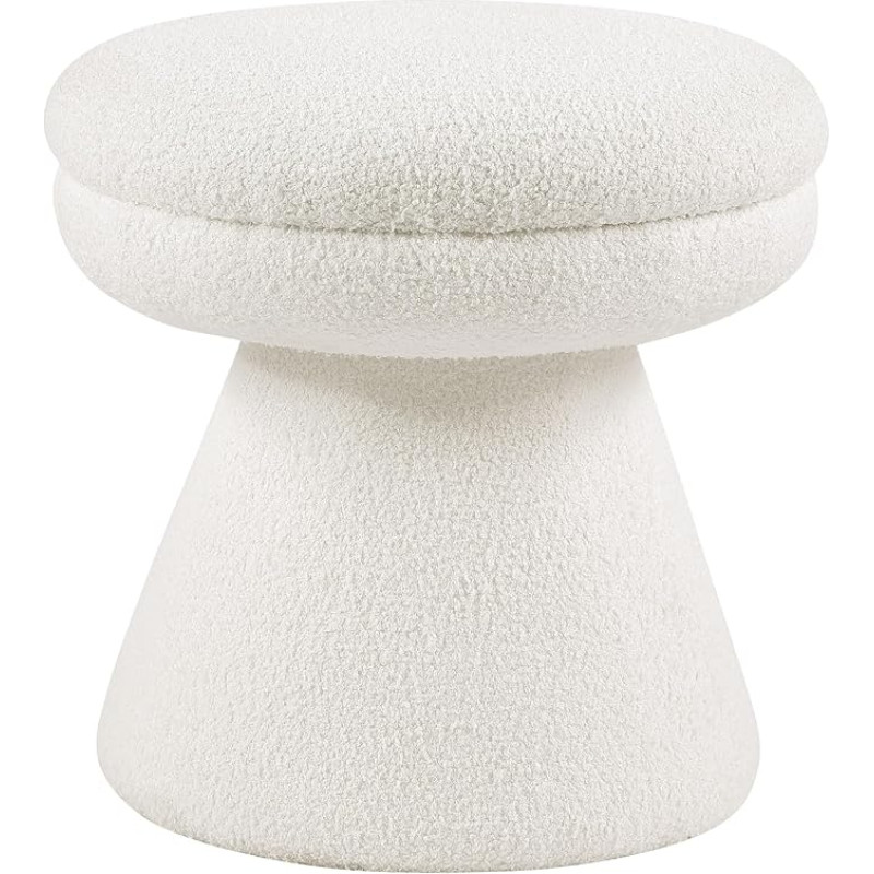 Furniture of America Rami Moderner Polsterhocker in Pilzform, 45,7 cm, mit konischem Sockel, Schminkhocker, kleiner Fußhocker für Schlafzimmer, Wohnzimmer, Eingangsbereich, Beige