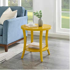 Roundhill Furniture Perthi kaasaegne ümmargune küljelaud koos riiuliga