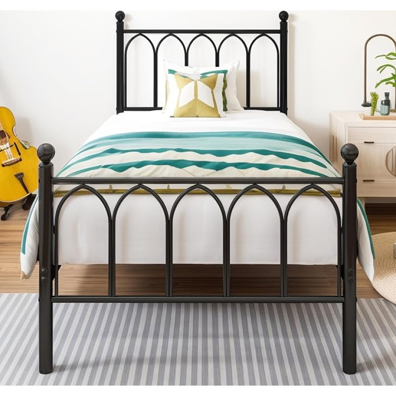 Diahomy metallist voodi lamellipõhjaga voodiraam peaplaadiga üheinimesevoodi külalisvoodiraam üheinimesevoodiraam 90 x 200 cm mustana