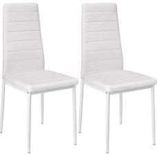 Söögitoa toolid, komplekt 2, söögitoa toolid modern, kunstnahast kate, kõrge seljatugi, mugav söögitoa tool, kunstnahast tool, SGS testitud (2, valge)