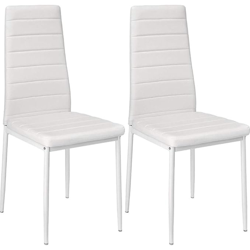 Söögitoa toolid, komplekt 2, söögitoa toolid modern, kunstnahast kate, kõrge seljatugi, mugav söögitoa tool, kunstnahast tool, SGS testitud (2, valge)