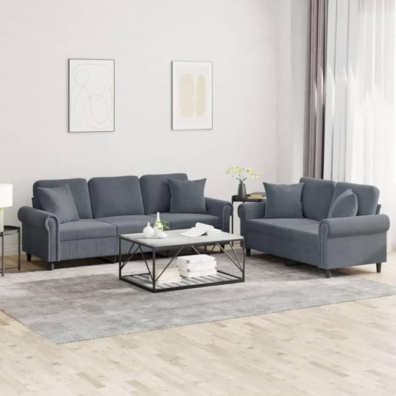 ShGaxin 3202271 2-osaline diivan komplekt padjadega tumehall samet, Lounge diivan, diivanid ja diivanid, Relax diivan, diivan elutuppa