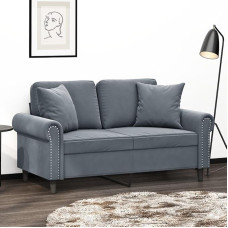 ShGaxin 3200936 2-kohaline diivan dekoratiivsete padjadega, tumehall, 120 cm, Velvet, Lounge diivan, diivanid ja diivanid, lõõgastav diivan, diivan elutuppa
