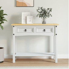 Mokuyary Konsolentisch Mexico-Stil Kiefernholz Weiß 90x34,5x73 cm Schmaler Sofatisch, Beistelltisch Flurtisch Eingangstisch, Sofaspitze für Wohnzimmer,Schlafzimmer, Eingang, Flur