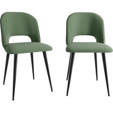 Söögitooli komplekt 2 sametist söögitooli seljatoega, pehme ja mugav söögituba, elutuba (roheline)