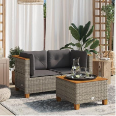 Rantry Garden Corner Diivanid koos padjadega, 2 Pack Poly Rattan Grey Garden Diivan Voodi elutuba diivanid Diivanid Outdoor elutuba Patio Outdoor