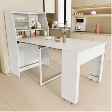 Pikendatav söögilaud koos hoiuruumiga, 52/132,5 x 80 x 76 cm, ühekordselt pikendatav laud, söögitoa hoiukapp, ristkülikukujuline kohvilaud, ruumi säästev, multifunktsionaalne söögilaud