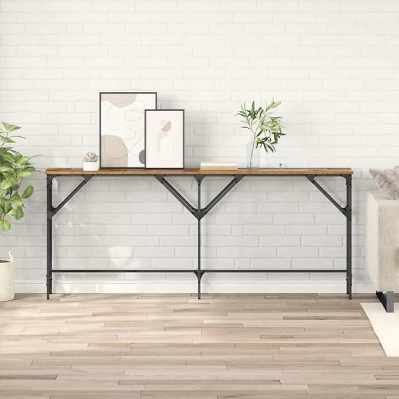 Gecheer Konsolentisch Altholz 180 x 29 x 75 cm Holzwerkstoff, Konsolentisch Sofatisch Schmaler Flurtisch für Wohnzimmer Eingang Foyer882878