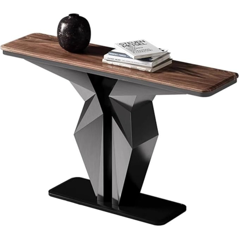 Schmaler Konsolentisch für den Eingangsbereich, Langer Sofatisch mit Metallfuß, stilvoller Flurtisch für kleine Räume, braunes Finish, 120 cm, ideal für Eingangsbereiche und Wohnzimmer
