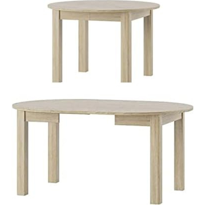 MPS Practical Uranium laud, 110 x 110 cm, köögilaud, söögilaud, elutuba, ümmargune laud, 160 x 110 x 76 cm, 4 lauajalga, pikendatav laud, kaasaegne (Sonoma tamm)