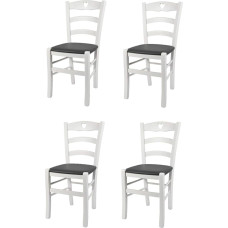 t m c s Tommychairs Cuore toolid köögi ja söögitoa 4-kohaline komplekt, vastupidav struktuur pöögipuidust, läbipaistmatu valge lakitud ja tumehalli kunstnahaga kaetud iste.