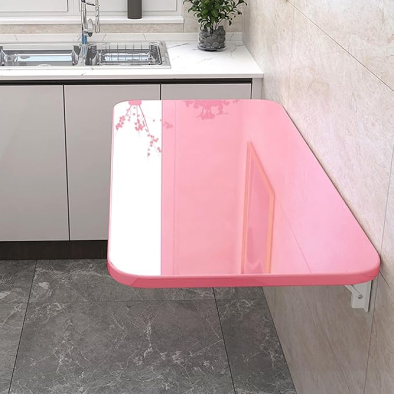 Wand Montierter Tropfenblatttisch, Klappwandschreibtisch, Wandmontierterklapptisch Für Wäscheraum, Schwimmende Wandschreibtisch Workbench, Für Wäsche, Kleiner Raum(suurus:40x30cm/16x12in,värv:Rosa)