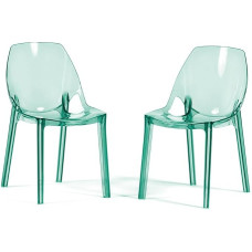 SIEDITI FUORI E DENTRO Luce kaasaegsed söögitoolid Läbipaistev polükarbonaadist virnastatav selge disainiga toolid kööki ja söögituppa (2 tooli, roheline)