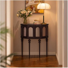 Konsolentische für den Flur, schmaler Halbmond-Konsolentisch, massiver Eingangstisch aus Holz mit intelligenter Sensorbeleuchtung, Kleiner Eingangstisch, moderner Flurtisch für die Inneneinrichtung