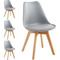 Shally Dogan 4 söögitooli komplekt puidust jalgadega ja pehme polsterdusega Põhjamaise disaini tool Skandinaavia stiilis tugitool ideaalselt magamistuppa kööki kontorisse (Hall)