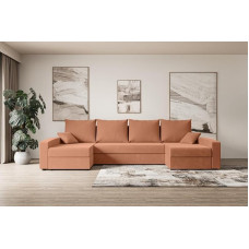 ALTDECOR Alesia-U nurgadiivan magamisfunktsiooniga ja voodikastiga, nurgadiivan, U-kujuline, universaalne, vasakule/paremale paigutatud diivanvoodi, pikendatav elamusmaastik Alesia-U - 301 x 140 x 90 cm, roosa