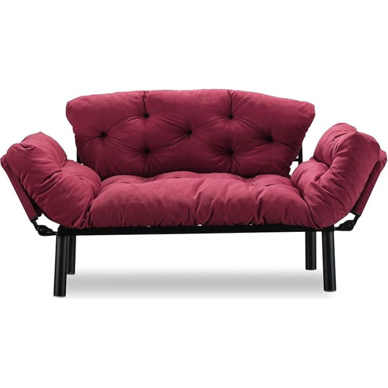 Divano Letto 2 Posti Zeeusis, Diivan Trasformabile, Divanetto per ospiti, Poltrona Letto Contenitore, 155 x 70 x 85 cm, Rosso