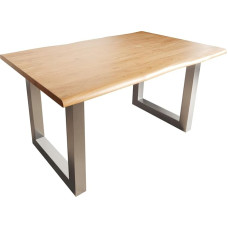 Edge söögitoa laud Akaatsia naturaalne 140 x 90 cm Roostevabast terasest lai servaosa