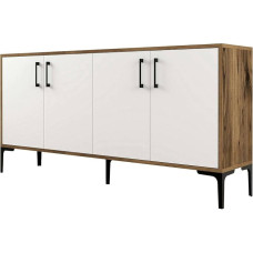 Dmora - Sestante sahtlikapp, elutoa buffet, elutoa küljepaneel, kaasaegne köögikapp, 160 x 35 x 78 cm, pähkelpuu ja valge