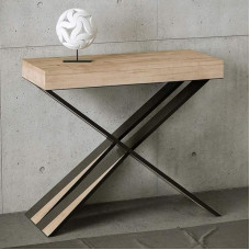 IMAGO FACTORY Tiago pikendatav konsoollaud, söögilaud (kuni 300 cm), konsoollaud esikusse, pikendatav köögilaud, konsool Made in Italy (naturaalne tammepuu)