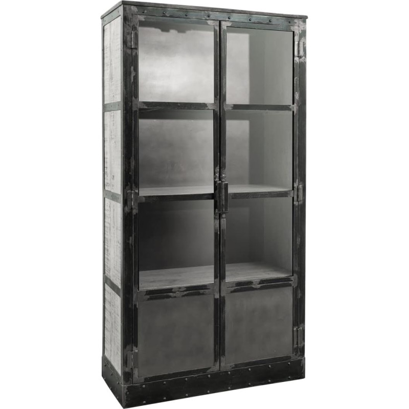 MASSIVMOEBEL24.DE Mango vitriinkapp 92 x 40 x 185 Hall lakitud rasketööstus #143