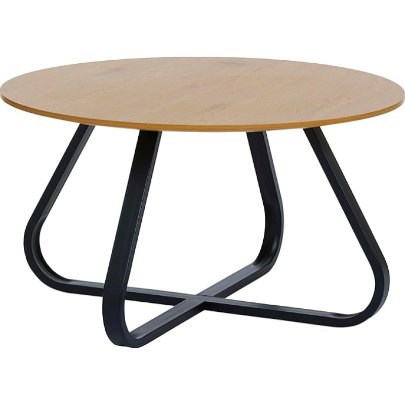 Kohvilaud Melamiin Tamm Must metallist jalad Diameeter 80 cm Tamm