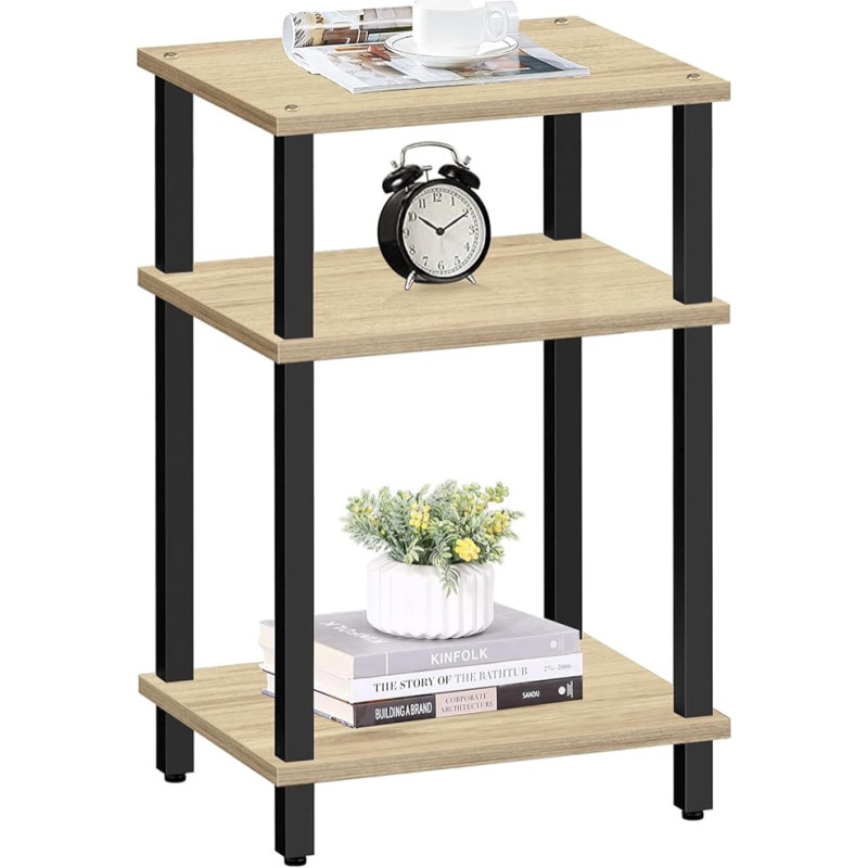TUTOTAK Küljelaud, küljelaud, öökapilaud, 3-astmeline hoiuriiul, diivanilaud väikesesse ruumi, elutuppa, magamistuppa TB01BO049