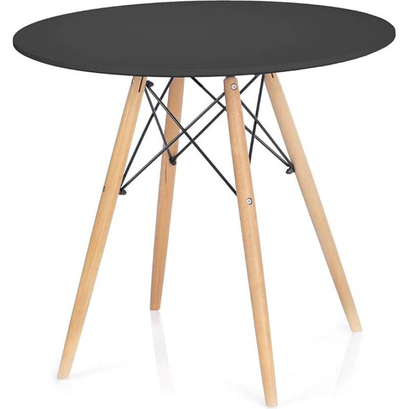 Homede Tebe söögitoa laud läbimõõt 80 cm MDF puit ümmargune must