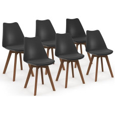 IDMarket - 6 Sara musta skandinaavia söögitooli komplekt tumedad jalad