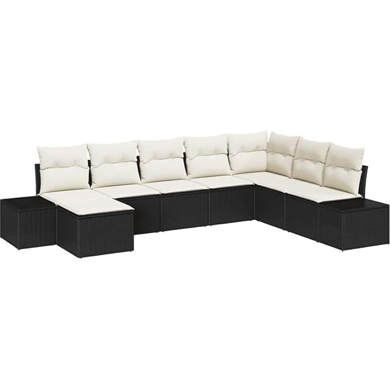 8-teiliges Garten Sofa Set mit Kissen Schwarz Poly-Rattan Gartenlounge Model3347177