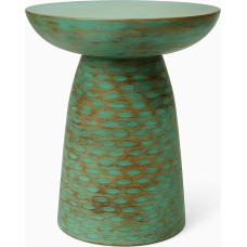 Mango Wood End Table Modern Round Accent Table, pruun ja kuldne (heleroheline pesu).