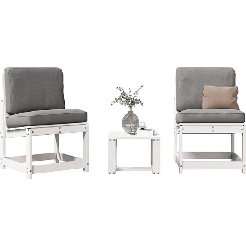 Homgoday aiamööbli komplekt 3 tükki valge tahke männi puidust diivanvoodi elutoa diivan kaasaegne väljas diivan komplekt mudel 832621