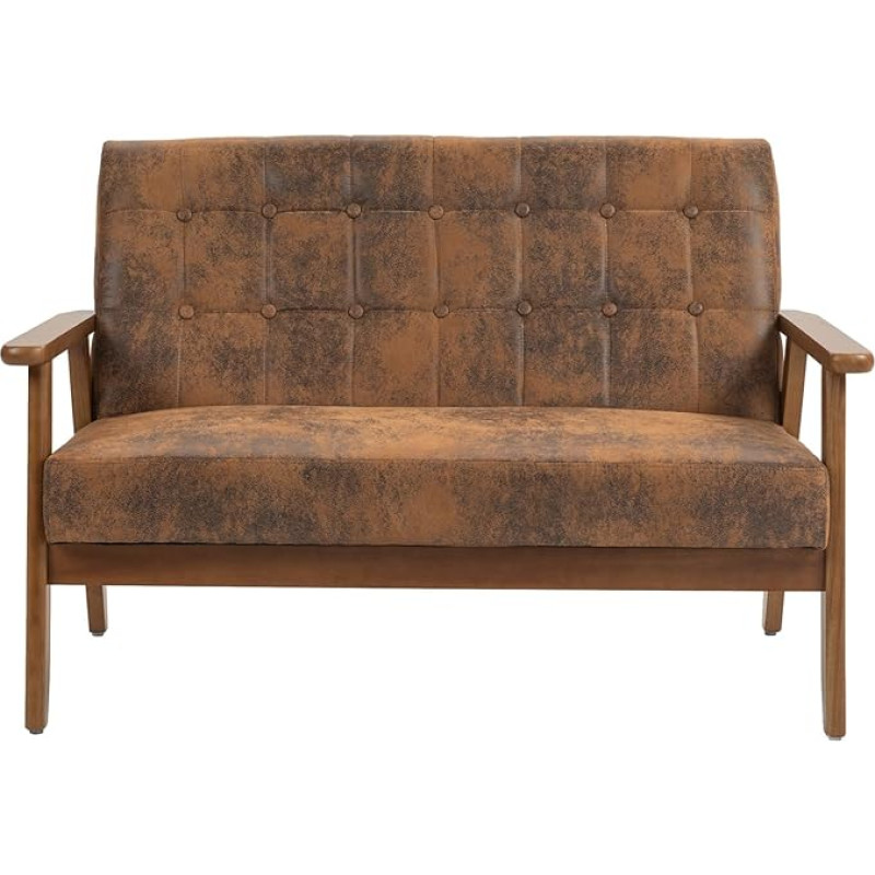 2-kohaline diivan käsnaga ja täispuidust raamiga, hingav polüester, mugav elutuppa, magamistuppa, kontorisse ja vaba aja veetmiseks (helepruun)