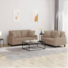 2-osaline kahekohaline diivan komplekt Cappuccino pruunist kunstnahast koos pehmendusega, mugav ja vastupidav diivanikomplekt elutuppa, rõdule või lounge'ile