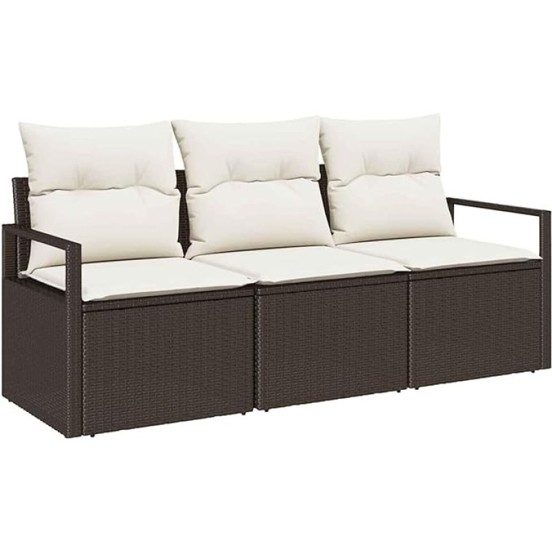 Rantry 3-osaline aiasohva komplekt koos padjaga Brown Poly Rattan Garden Lounge Model3346238
